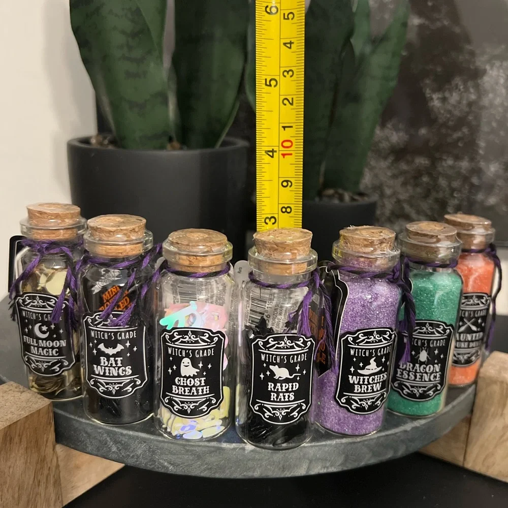 Set Of 7 Target BP Glass Potion Bottles Halloween Home Decor